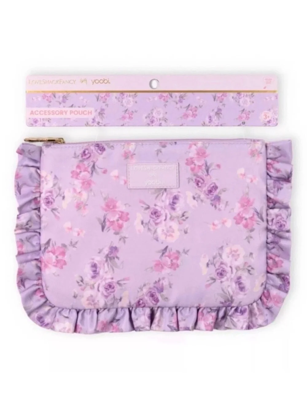 LoveShackFancy Lavender Floral Ruffle Accessory Pouch notebook girls gift